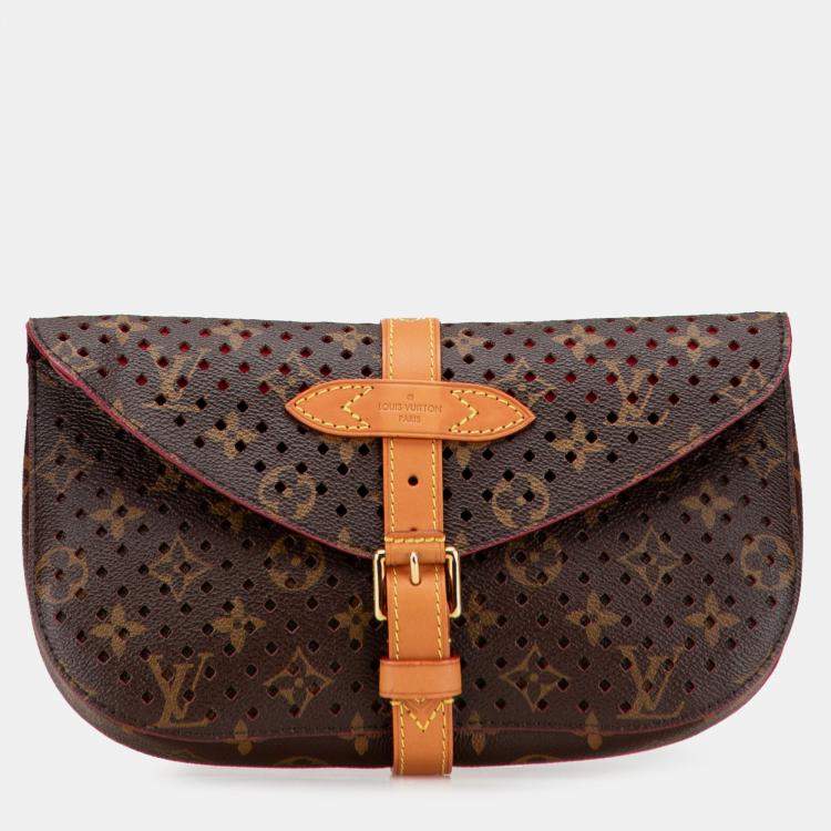 Pre Owned Louis Vuitton Brown Monogram Flore Saumur Clutch