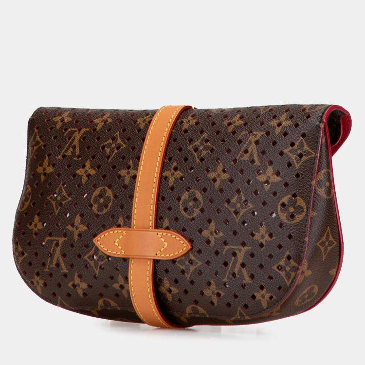 Pre Owned Louis Vuitton Brown Monogram Flore Saumur Clutch