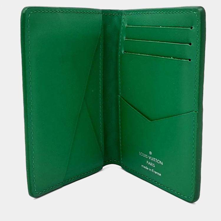 Pre Owned Louis Vuitton Green Leather Pocket Organizer