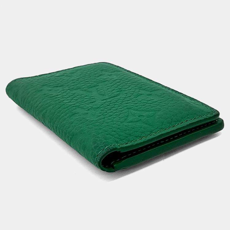 Pre Owned Louis Vuitton Green Leather Pocket Organizer