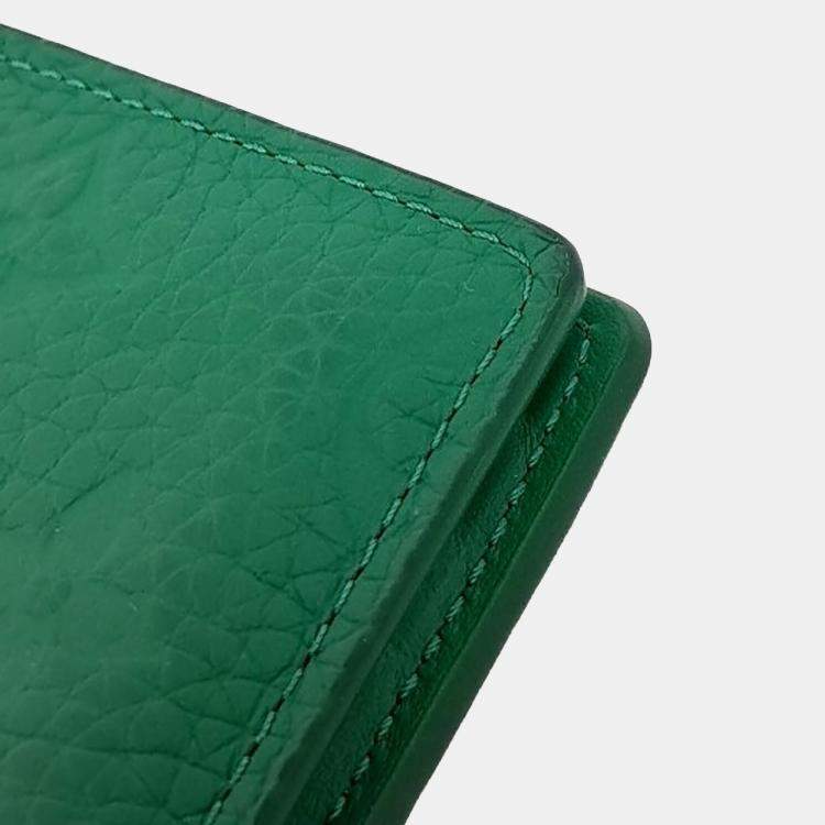 Pre Owned Louis Vuitton Green Leather Pocket Organizer