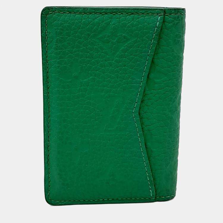 Pre Owned Louis Vuitton Green Leather Pocket Organizer