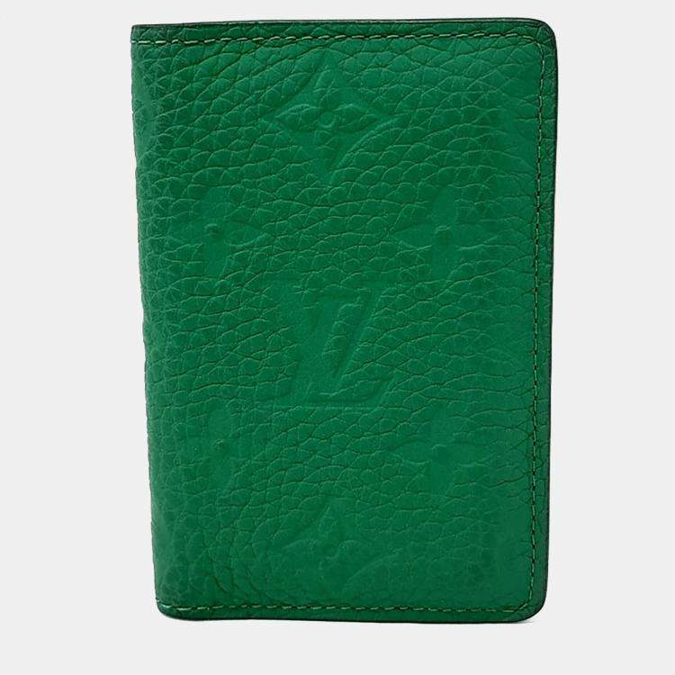 Pre Owned Louis Vuitton Green Leather Pocket Organizer
