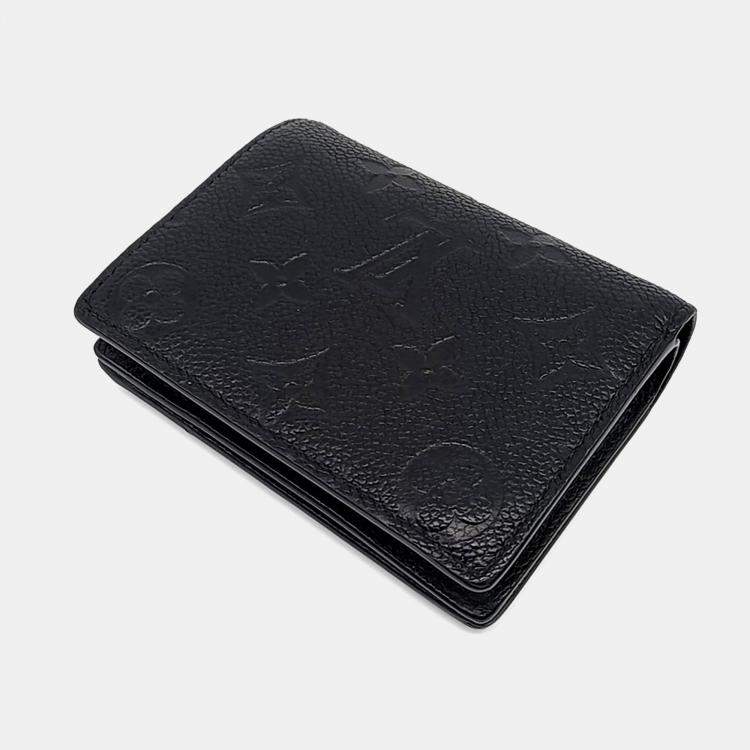 Pre Owned Louis Vuitton Black Leather Empreinte Medium Compact Wallet
