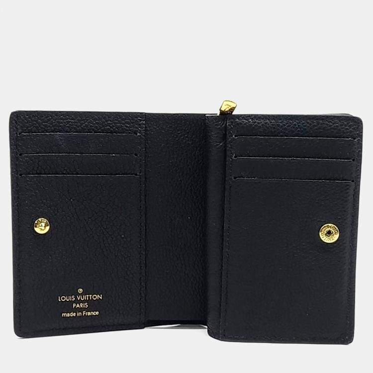 Pre Owned Louis Vuitton Black Leather Empreinte Medium Compact Wallet