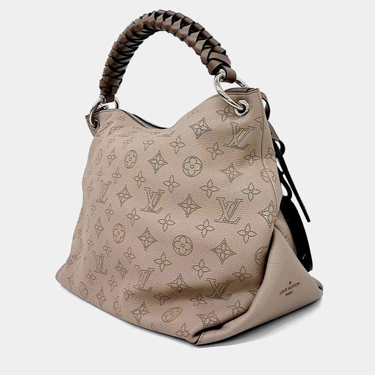 Pre Owned Louis Vuitton Beige Leather Mahina Beaubourg Hobo MM
