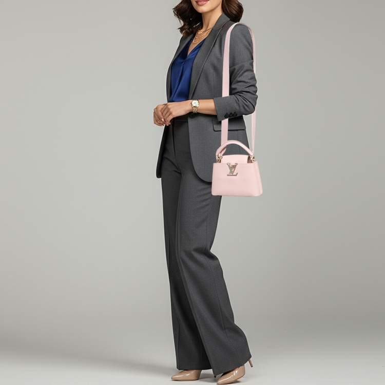 Pre Owned Louis Vuitton Capucines Mini Pink Taurillon Leather Top Handle Bag