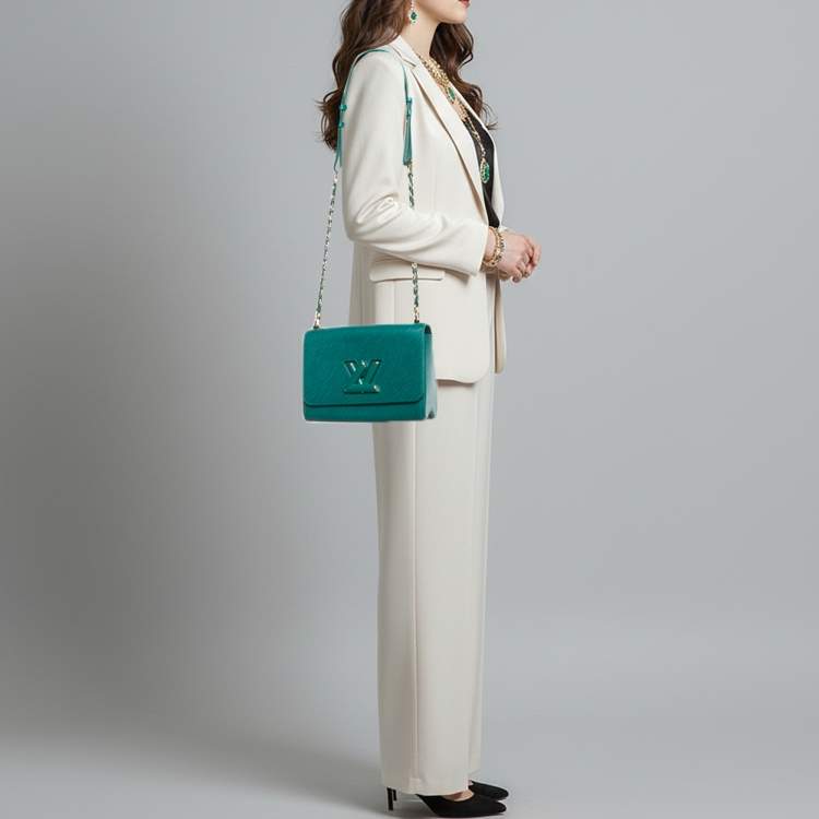 Pre Owned Louis Vuitton Twist MM Emerald Epi Leather Shoulder Bag