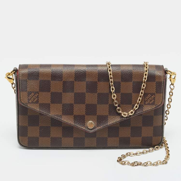 Pre Owned Louis Vuitton Pochette Felicie Damier Ebene Canvas Clutch