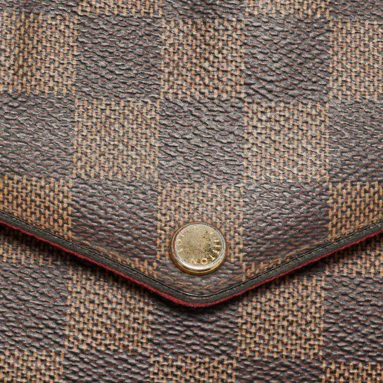 Pre Owned Louis Vuitton Pochette Felicie Damier Ebene Canvas Clutch