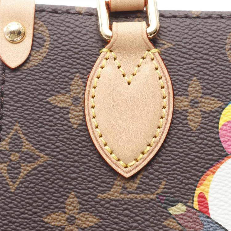 Pre Owned Louis Vuitton Louis Vuitton X Takashi Murakami On The Go Bb Handbag Coated Canvas And Leather Monogram Brown