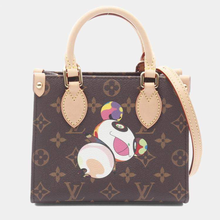 Pre Owned Louis Vuitton Louis Vuitton X Takashi Murakami On The Go Bb Handbag Coated Canvas And Leather Monogram Brown