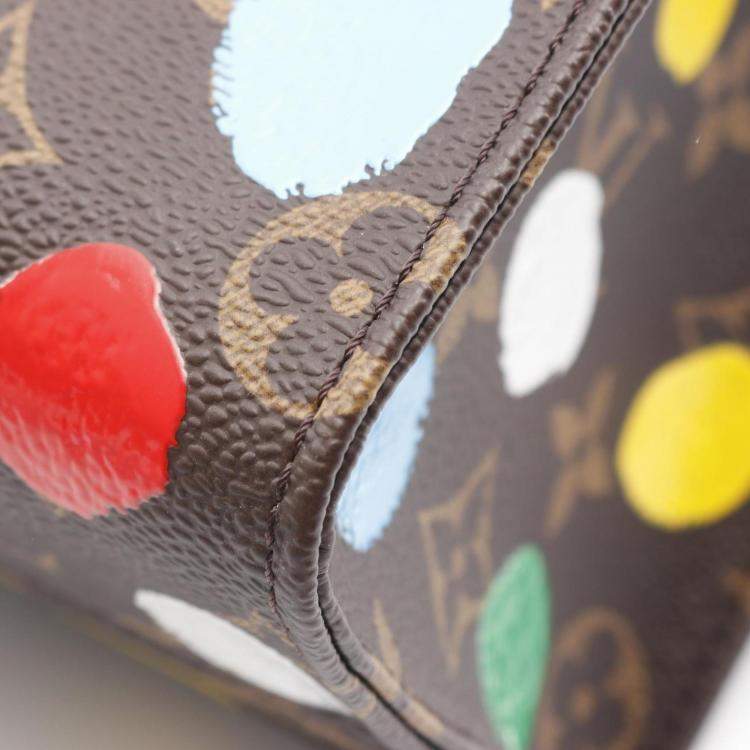 Pre Owned Louis Vuitton X Yayoi Kusama On The Go Pm Handbag Coated Canvas And Leather Monogram Brown Multicolor