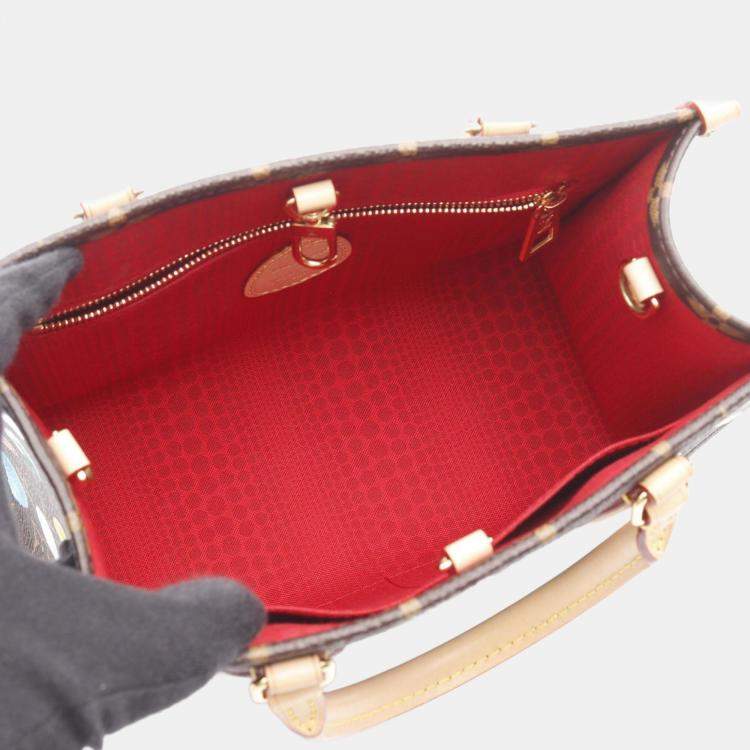 Pre Owned Louis Vuitton X Yayoi Kusama On The Go Pm Handbag Coated Canvas And Leather Monogram Brown Multicolor