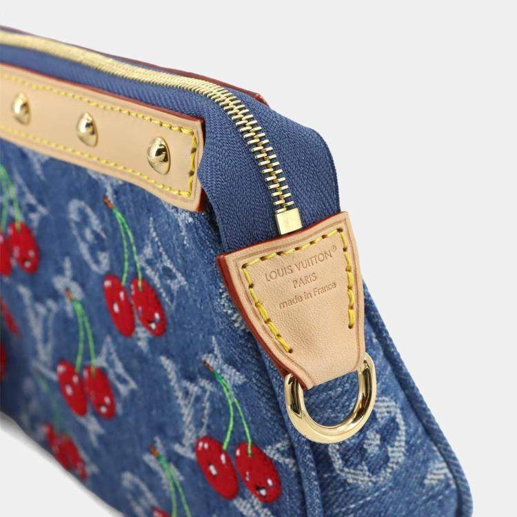 Pre Owned Louis Vuitton Lv X Tm Pochette Accessoires Hand Shoulder Bag Monogram Cherry Denim