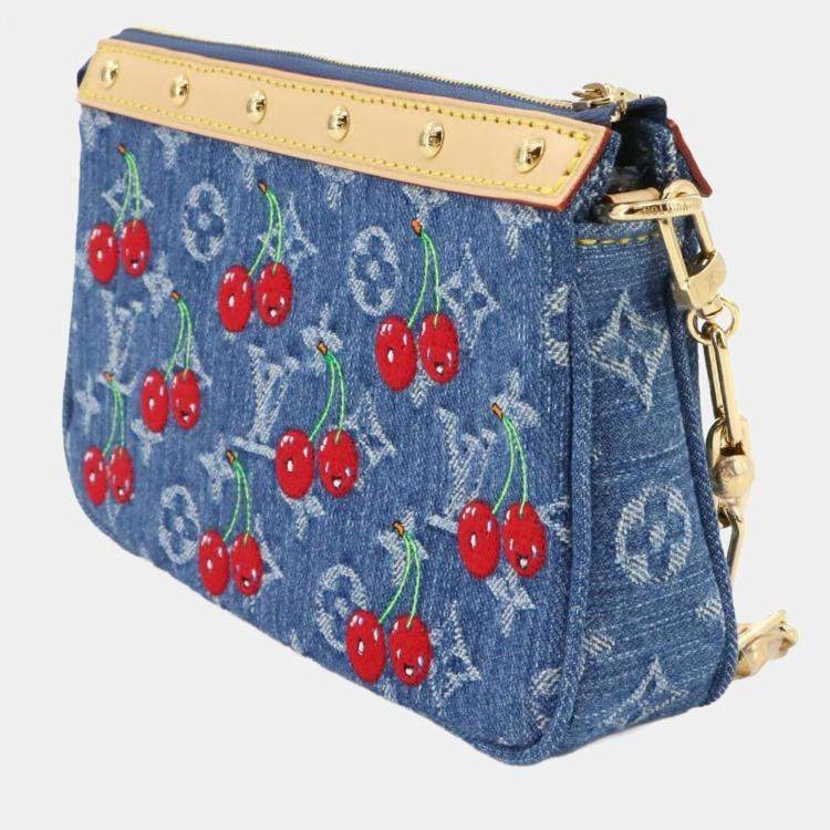 Pre Owned Louis Vuitton Lv X Tm Pochette Accessoires Hand Shoulder Bag Monogram Cherry Denim