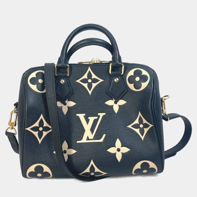 Pre Owned Louis Vuitton Monogram Empreinte Speedy Bandouliere 25 Handbag/Mini Boston Bag/Boston Bag In Leather Black