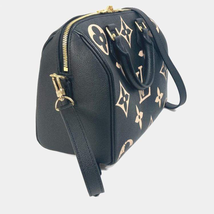 Pre Owned Louis Vuitton Monogram Empreinte Speedy Bandouliere 25 Handbag/Mini Boston Bag/Boston Bag In Leather Black