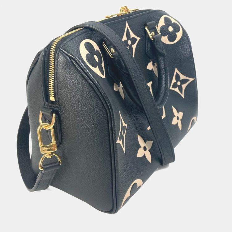 Pre Owned Louis Vuitton Monogram Empreinte Speedy Bandouliere 25 Handbag/Mini Boston Bag/Boston Bag In Leather Black