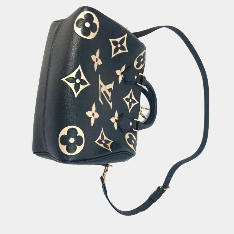 Pre Owned Louis Vuitton Monogram Empreinte Speedy Bandouliere 25 Handbag/Mini Boston Bag/Boston Bag In Leather Black
