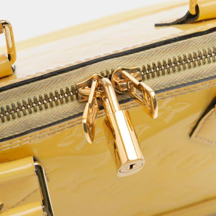 Pre Owned Louis Vuitton Yellow Monogram Vernis Alma BB