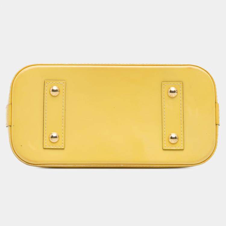 Pre Owned Louis Vuitton Yellow Monogram Vernis Alma BB