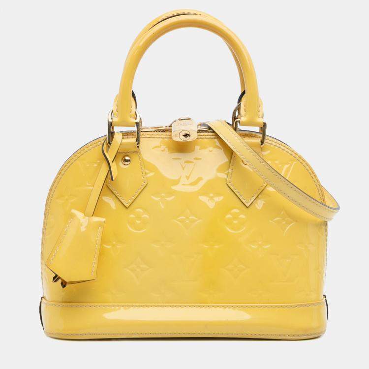 Pre Owned Louis Vuitton Yellow Monogram Vernis Alma BB