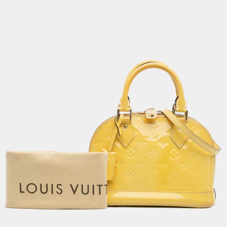 Pre Owned Louis Vuitton Yellow Monogram Vernis Alma BB