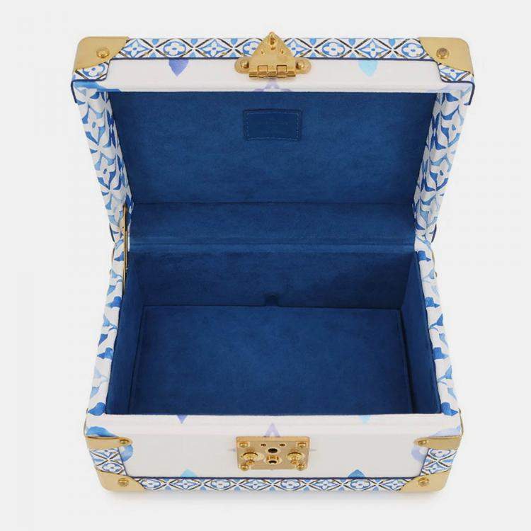 Pre Owned Louis Vuitton Coffret Tresor24 White/Blue Monogram Visor Pool