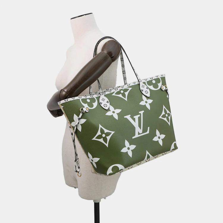 Pre Owned Louis Vuitton Neverfull Khaki/Beige/White Monogram Monogram Giant Size Mm