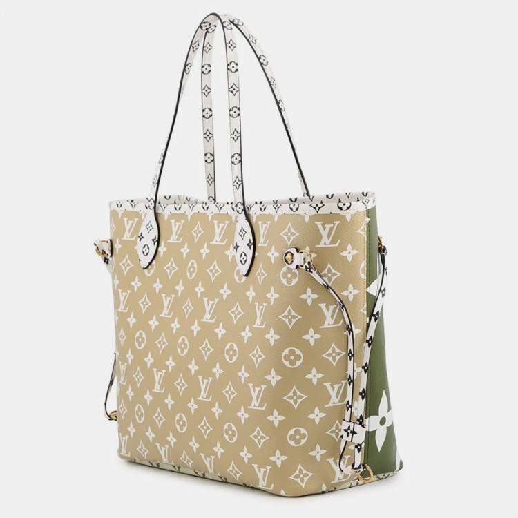 Pre Owned Louis Vuitton Neverfull Khaki/Beige/White Monogram Monogram Giant Size Mm
