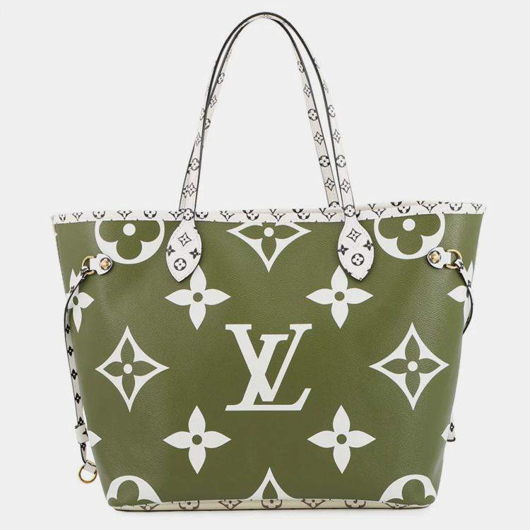 Pre Owned Louis Vuitton Neverfull Khaki/Beige/White Monogram Monogram Giant Size Mm