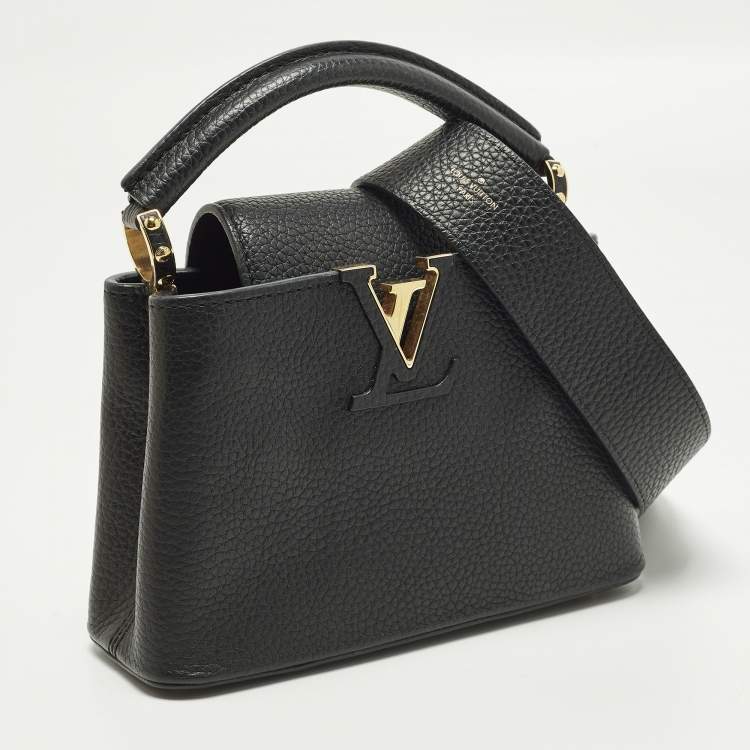 Pre Owned Louis Vuitton Capucines Mini Black Leather Top Handle Bag