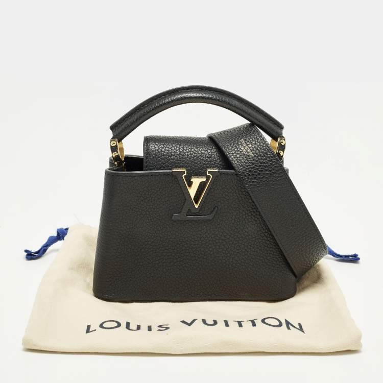 Pre Owned Louis Vuitton Capucines Mini Black Leather Top Handle Bag