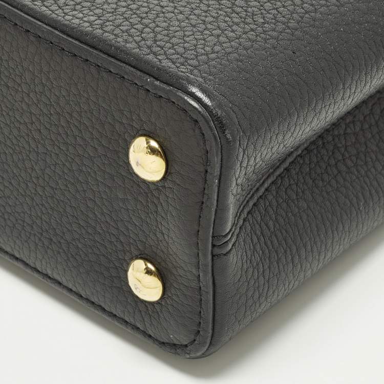 Pre Owned Louis Vuitton Capucines Mini Black Leather Top Handle Bag