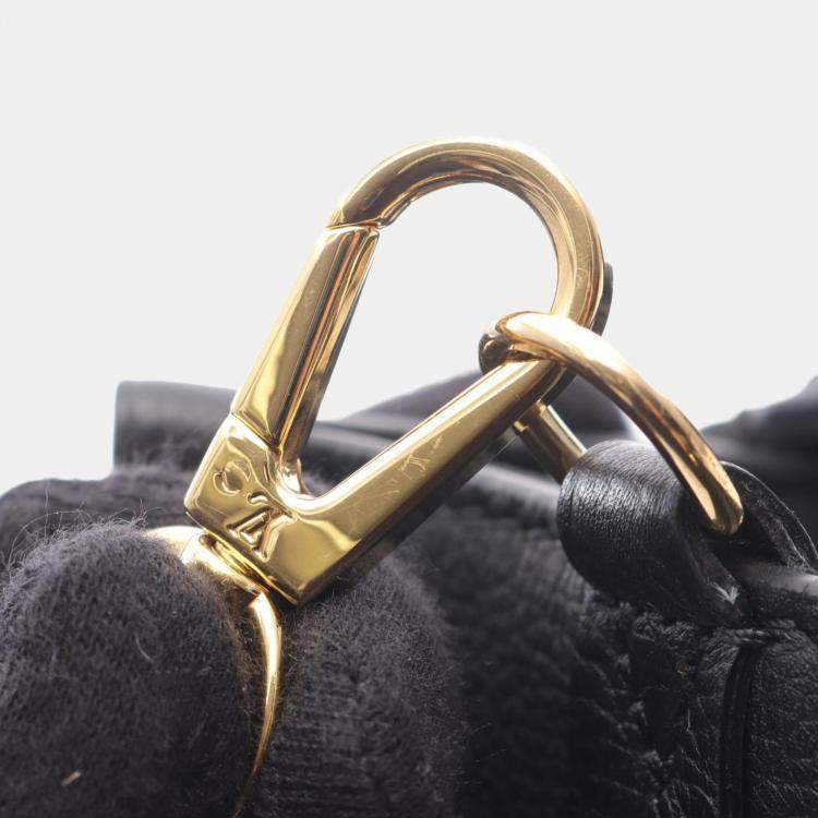 Pre Owned Louis Vuitton Lock & Go Shoulder Bag In Grained Calf Leather Black