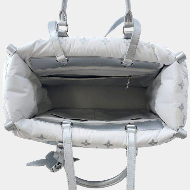 Pre Owned Louis Vuitton Monogram Nylon Tote Bag Ski On-The-Go Mm White