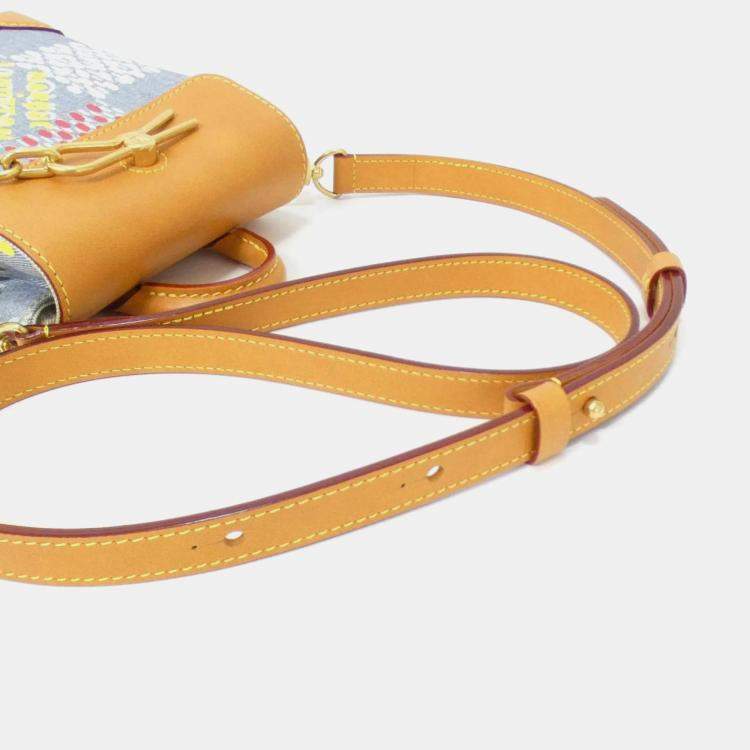 Pre Owned Louis Vuitton Lv Birth Damier Denim Nano Steamer Shoulder Bag