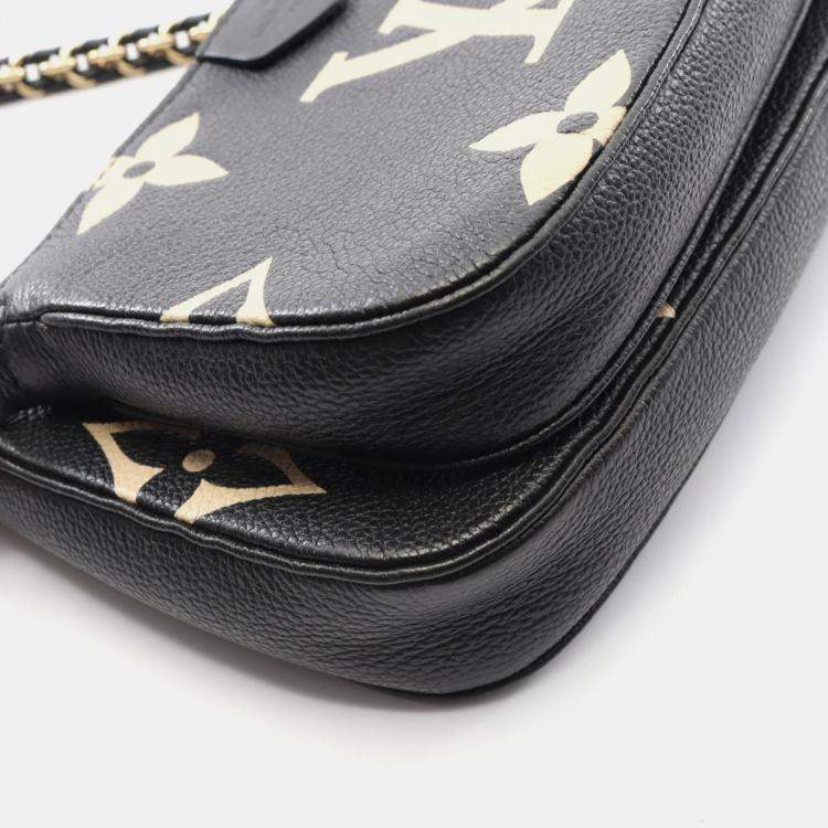 Pre Owned Louis Vuitton Multi Pochette Accessoires Two-Tone Leather Shoulder Bag Black And Beige