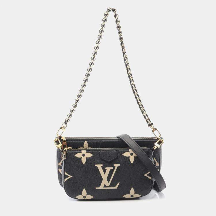 Pre Owned Louis Vuitton Multi Pochette Accessoires Two-Tone Leather Shoulder Bag Black And Beige