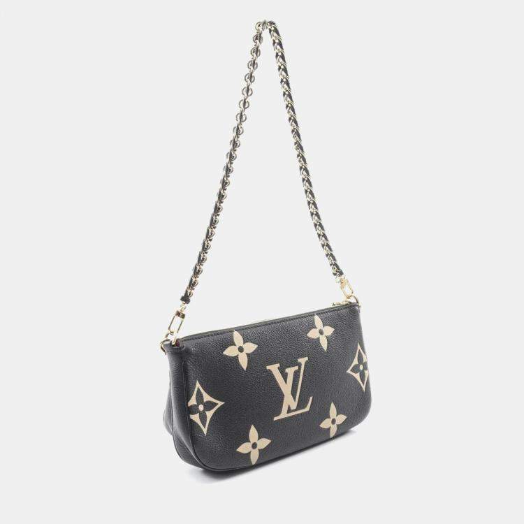 Pre Owned Louis Vuitton Multi Pochette Accessoires Two-Tone Leather Shoulder Bag Black And Beige