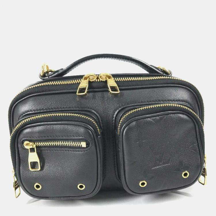 Pre Owned Louis Vuitton Monogram Utility Crossbody Pochette Shoulder Bag In Black Leather