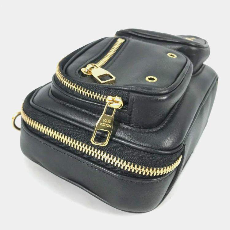 Pre Owned Louis Vuitton Monogram Utility Crossbody Pochette Shoulder Bag In Black Leather