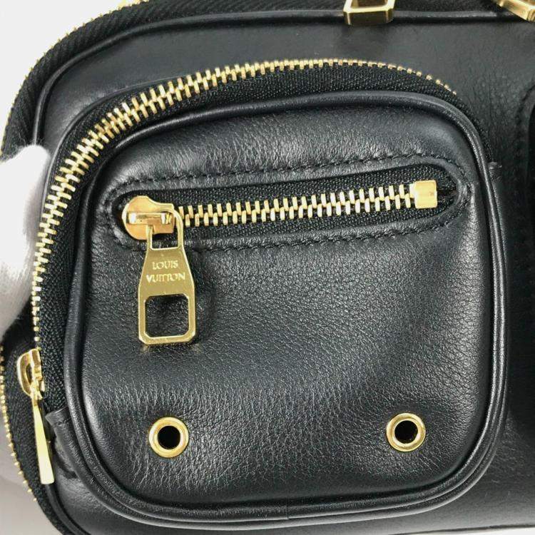 Pre Owned Louis Vuitton Monogram Utility Crossbody Pochette Shoulder Bag In Black Leather