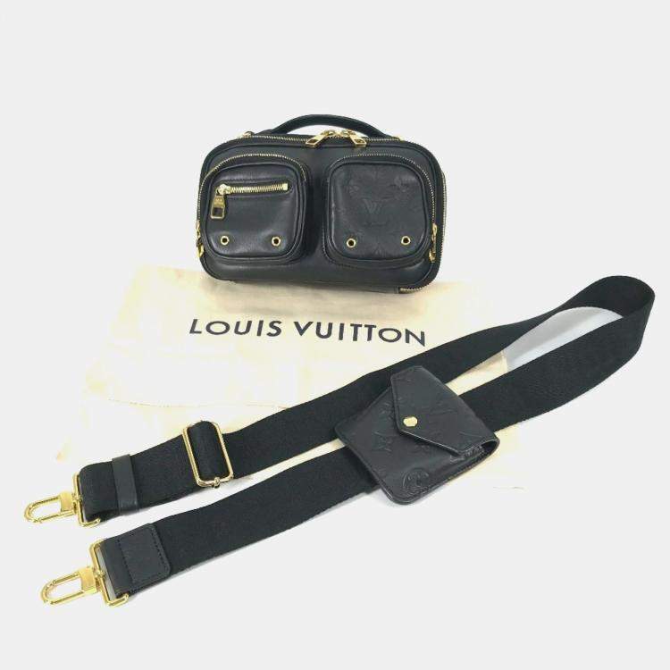 Pre Owned Louis Vuitton Monogram Utility Crossbody Pochette Shoulder Bag In Black Leather