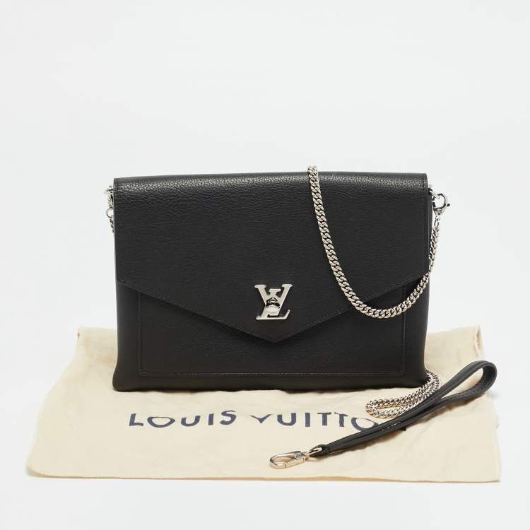 Pre Owned Louis Vuitton Mylockme Black Leather Chain Pochette