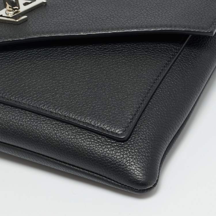 Pre Owned Louis Vuitton Mylockme Black Leather Chain Pochette