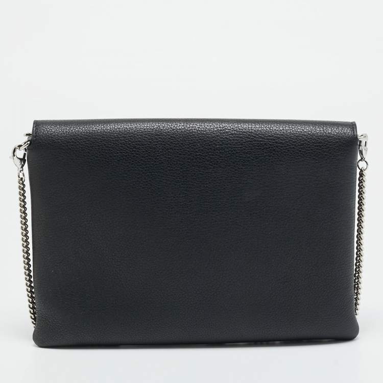 Pre Owned Louis Vuitton Mylockme Black Leather Chain Pochette