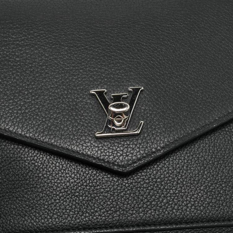 Pre Owned Louis Vuitton Mylockme Black Leather Chain Pochette