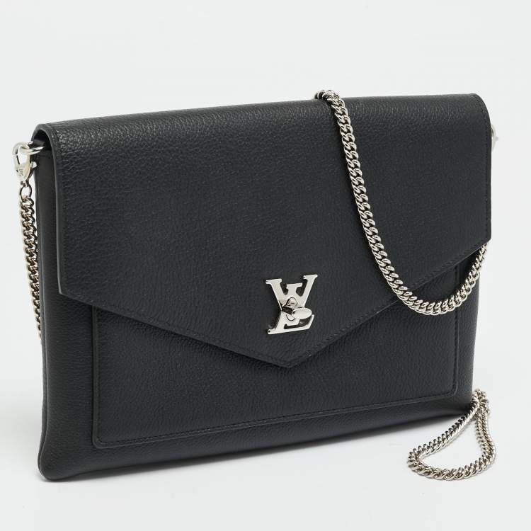 Pre Owned Louis Vuitton Mylockme Black Leather Chain Pochette